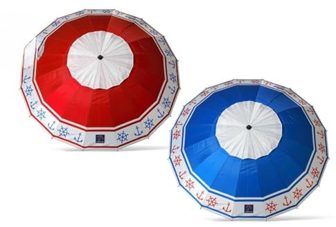 Atosa Ombrellone da spiaggia design marino orientabile in metallo alluminio Ø220 cm Oxford protezione UPF 50+ assortita in 2 possibilità con custodia, multicolore
