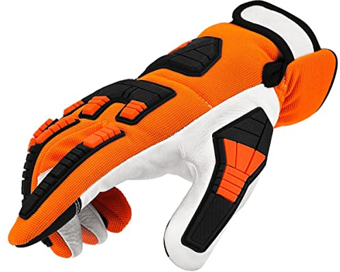 Stocker Schnittschutzhandschuhe für Kettensäge 10/L orange Leder