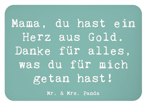 Mr. & Mrs. Panda magnet Spruch Mama Herz Gold - Geschenk, haftmagnet, Danke sagen, Kühlschrankmagnet, Wertschätzung, Muttertag, zettelhalter, handgefertigt, Bedanken, Aufmerksamkeit, für alles, Freude