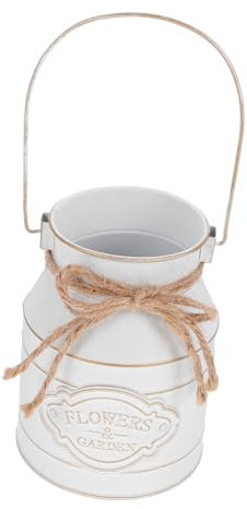 EPIGEIST Jarrón De Flores Rústico De Hierro Asas para Decoración Vintage Cubo Plantador para Hogar Oficina y Eventos