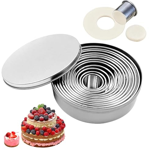 Cortador de galletas circular, juego de cortadores de galletas redondos de acero inoxidable, cortadores circulares para alimentos, moldeador de galletas para hornear (color 12 piezas)