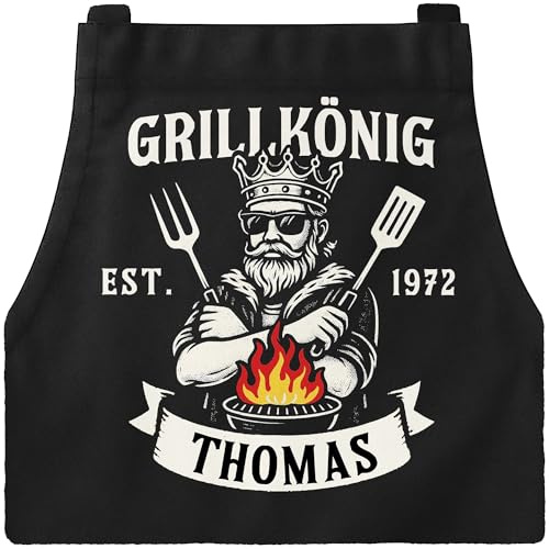 MoonWorks® Grillschürze für Männer personalisiert BBQ Schürze mit Namen Spruch Lustiges Geschenk Kochschürze Herren Baumwolle