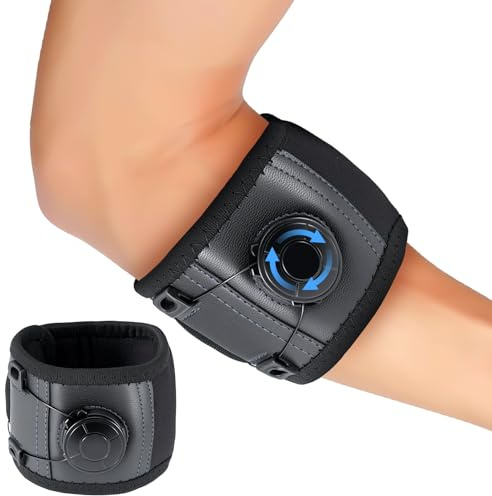 Ghekkli Coudière Sport Réglable - Coudiere Musculation de Compression Respirante avec Système BOA - Pour Tennis, Basketball, Cyclisme(Noir, 22-30cm)