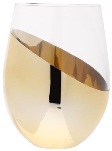 STOBAZA Bicchieri da Vino senza Stelo in Vetro Trasparente, Bicchieri da Whisky Vintage per Uso Domestico e Feste, Set da 5 Pezzi Bordi Smussati