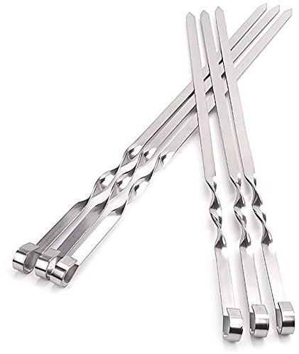 Krumble Barbecue Spieß Set aus 6 - Edelstahl Spieß Set aus 45 cm Länge - 6 Stück Spieße für Fleisch und Gemüse - Edelstahl