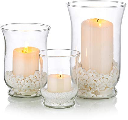 Glaskerzenhalter 1 Set (3 Stück) Hurricane Candleholder Mehrfach verwendbar für Säule, Votiv, Teelicht, schwimmende Kerze, Blumenvase, Terrarium Pflanzgefäß Hochzeit Mittelstücke Home Decoration