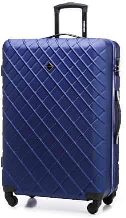 WITTCHEN Reisekoffer Rollkoffer Trolley Großer Koffer Handgepäck Hartschale aus ABS mit 4 Spiner Rollen Zahlenschloss Teleskopgriff Classic line Größe XL Dunkelblau
