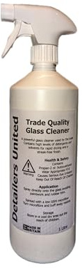 Detailers United - 1 Litre Professional Trade Glass Cleaner – Streak-Free Formula for Windows, Mirrors & Any Glass Surface – Powerful Cleaning & Polishing Solution – No Smears, No Streaks