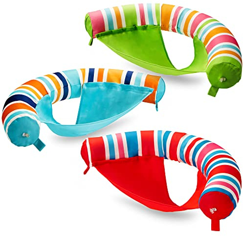 SLOOSH Inflatable Pool Noodle Chair, 3 Packs Pool Floats Noodle Sling Floatie, Swimming Party Floating Chair for Adult Party Summer Water Fun,Stripe