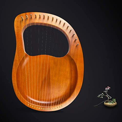 DONGSHUAI Lyra-Harfe, 16 Metallsaiten, Ahornsattel, Mahagoni-Körper, Lyra-Harfe mit allem Zubehör im Lieferumfang enthalten (braun),B