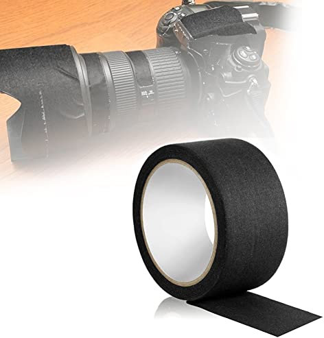 QUCUMER Black Fabric Tape Cloth Book Binding Repair Tape Premium Adhesive Duct Tape Waterproof Camouflage Tape Seam Sealing Tape for Webbing Repair, Camouflage Device, Equipment Repair, 5cm x 10m