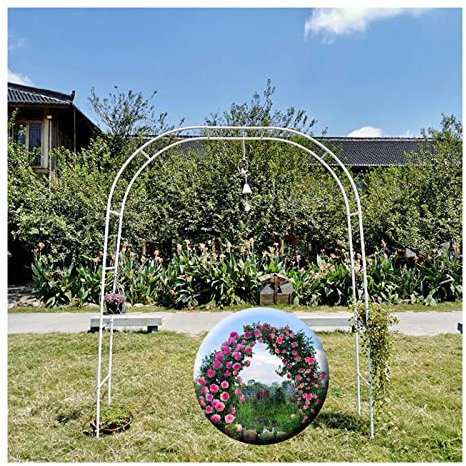 SHUITUKOUU Freistehende Ranksäule,Klettergerüst Für Pflanzen,Stereoskopischer Gartenbogen Aus Metall Mit Anmutiger Kurve Für Kletterpflanzen, Rosen, Reben,Weiß,2.2 * 2.4m(7.21 * 7.87ft)