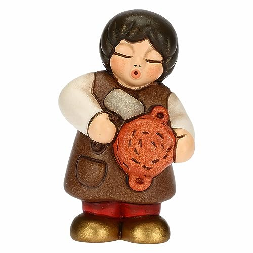 THUN - Venditore di Pentole in Ceramica Decorata a Mano, Colore Rosso, Linea Presepe Classico, Decorazioni Natale Casa, 4.7x3.6x8 cm