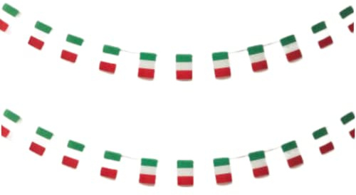 Pandiui23 Italien Flagge 40 Stück, 11,4M Girlande, Wimpel, Nationalflagge, Europaflaggen, 14 x 21 cm, Rot, Rechteckig, für Gartenbar Dekorationen