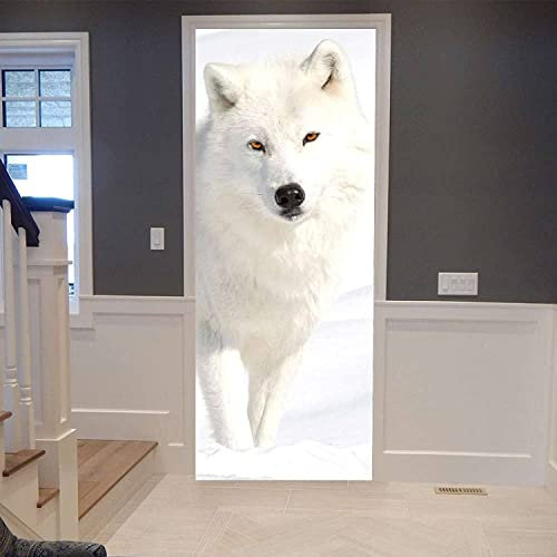 3D Adesivi Per Porte Fotomurali Autoadesivi - Bianco Animale 100 X 215 Cm - Peel And Stick Decalcomanie Per Porte Carta Da Parati Impermeabile Per Porte In Vinile Camera Per Bambini Porta Per Ra