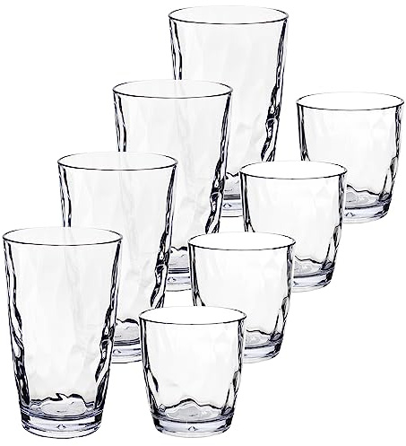 8x Campingglas aus Acryl 320/460ml klar Trinkglas Kunststoff Garten Becher