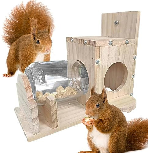 Baum-Eichhörnchen-Futterstation, Eichhörnchen-Futterspender, Holz-Eichhörnchen-Futterbox, langlebige, Robustes Eichhörnchen-Futterhaus für den Außenbereich, Eichhörnchen-Futterbox für Baumhinte