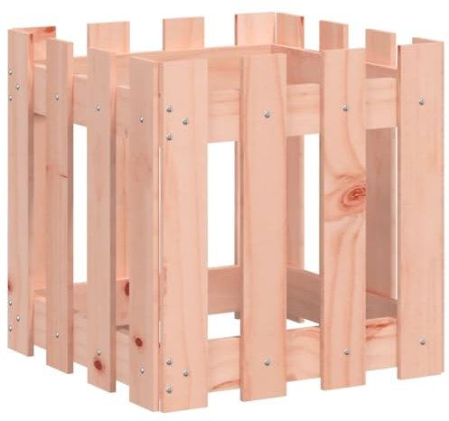Hochbeet aus Holz, Lattenzaun Design Blumenbeet Blumenkasten Pflanzkasten Pflanzbeet Gartenbeet Pflanzkübel für Garten & Balkon, 40x40x40 cm Massivholz Douglasie