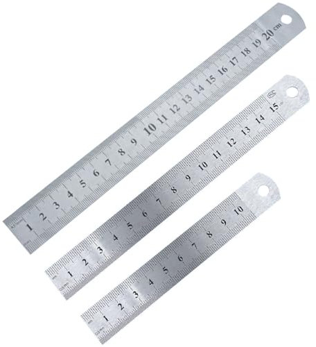 RDNKVB 3pcs Metalllineal mit doppelseitigem Skalenkantenmesswerkzeug Metallstahllineal Lehrbüro Zeichentechnik