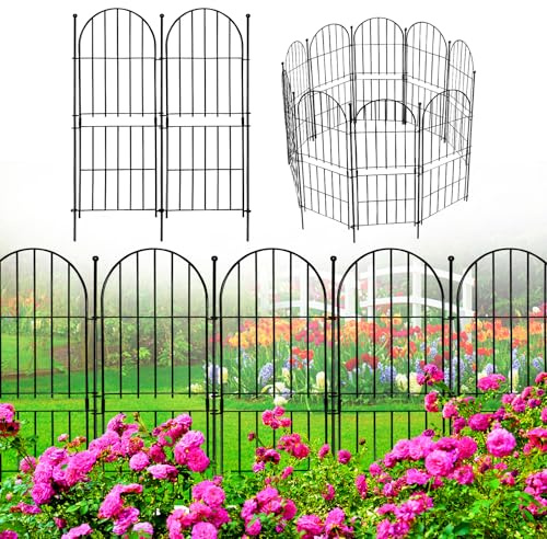 Decorative Garden Fence 31in (H) x10ft (L), 10 Pack No Dig Fence Animal Barrier for Dog, Arched Flower Bed Edging, Wire Border Panel Fencing for Yard Patio Outdoor Decor