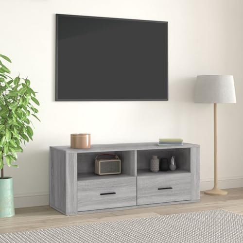 ShCuShan TV-Schrank Grau Sonoma 100x35x40 cm Holzwerkstoff Tv Tisch Tv Kommode Spielekonsole FüR Fernseher - 816814