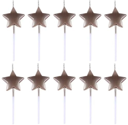 ZHjuju Sternform Geburtstagskerzen, 10 Stück Stern Geburtstagskerzen Cake Topper Dekorationen Metallisch Kuchen Kerzen für Kinder Geburtstag Hochzeit, Champagner Gold