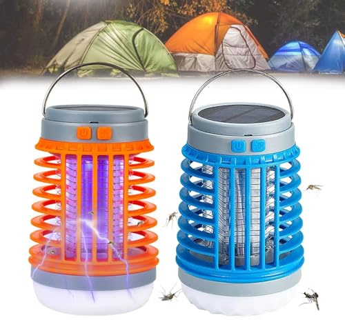 Garde-moustique Électrique, Lampe Électrique Anti-moustique, Tueur De Moustiques De Camp Rechargeable Portable, Tueur De Lampe Anti-moustique Étanche Solaire Extérieur, Intérieur/extérieur(2 PC*Orange