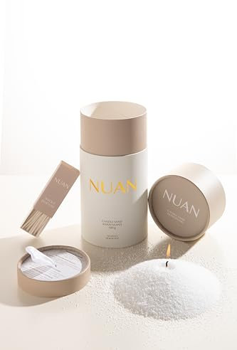 NUAN - Sabbia per candela con stoppino, idea regalo, decorazione per piante naturali, 500 g, 30 stoppini, candele di perle vegane, inodore, senza duift, candela rinnovabile