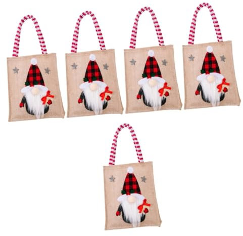 PRETYZOOM 5St Tasche mit bedruckter Applikation Weihnachtsgeschenktüten aus Stoff große Tragetasche weihnachtsmotiv weihnachten stoffbeutel - weihnachten Canvas-Einkaufstasche Geschenkbeutel