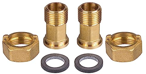 SPEWA Wasserzähler Verschraubungen ÜW -Mutter 3/4 Zoll x Tülle 1/2 Zoll AG, MS-blank Set mit 2 Stück + 1