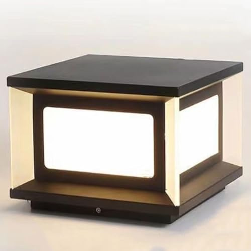 CSSYKV Lámpara De Columna para Exteriores con Valla Cuadrada IP54 Resistente Al Agua Faros Exteriores Poste Luminaria Valla Pilar Lámpara Pantalla Acrílica con Semillas, 1 Paquete, Bolardo del Paisaj