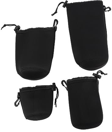 CIYODO 4stücke Objektivbehälter Für Kamera wasserdichte Neopren Objektivtasche Kameraobjektiv-Aufbewahrungstasche Mit Kordelzug Für Verschiedene Objektivgrößen Praktische Lagerungstasche
