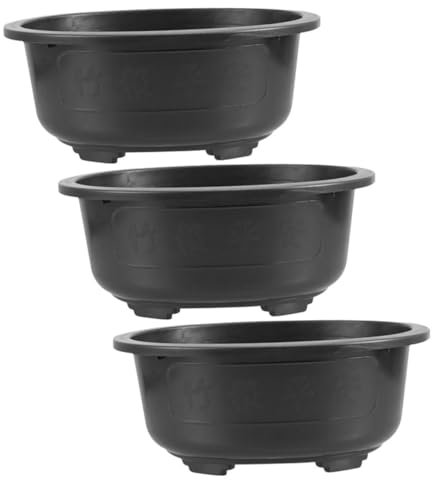 INOOMP Lot de 3 Grands Pots Ovales en Plastique avec Trou de Drainage, Jardinières pour Plantes d'Extérieur, pour Jardin, Balcon ou Salon
