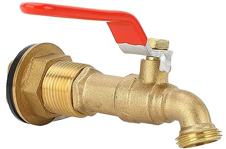 Wasserhahn Regentonne, 1/2 Zoll Spigot aus Messing, Regentonnendurchführung Regentonne Wasserhahn mit Bulkhead und Kugelventil