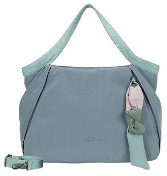 Fritzi Slouchy Sky Shopper Nylon Damen Schultertasche Shopper Handtasche Alltag Reisen Freizeit mit Reißverschluss Innenfach verstellbarem Gurt 30 x 48 x 14 cm – Pfirsich, Leo, Schwarz, Blau-Grün