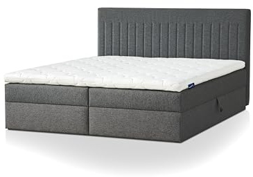 Traumnacht Boxbett Nizza mit praktischem Stauraum, mit 7-Zonen Tonnentaschenfederkernmatratze (H3) und Komfortschaumtopper, Leichter Aufbau, 140 x 200, dunkelgrau
