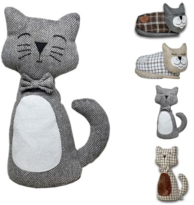 GD LOVES YOUR HOME Fermaporta a Forma di Gatto, Fermaporta Pesante in 4 Colori, Design Simpatico-ferma porta da pavimento pupazzo-fermaporta da pavimento animali (Grigio)