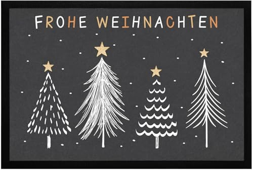 MoonWorks® Fußmatte Winter Bäume Skandi Style Frohe Weihnachten rutschfest & waschbar schwarz Schwarz 60x40cm