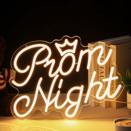 Retisee Prom Night Neon Sign LED Light Sign Warm White Prom Night Light up Background USB Powered Adjustable Brightness Wall Art Decor for Birthday Wedding Graduation Party Bar Gifts