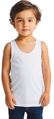 Liabel - Juego de 3 camisetas interiores para niño y camisetas de tirantes para niño, 100% algodón, color blanco, 3-13 años, Camiseta de tirantes para niño, 3 piezas, 10-11 Años