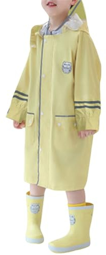Kids Boys Girl Waterproof Raincoat Trousers Cartoon Reusable Poncho Cape Protective Cover Button (Yellow, 6-7 Years)