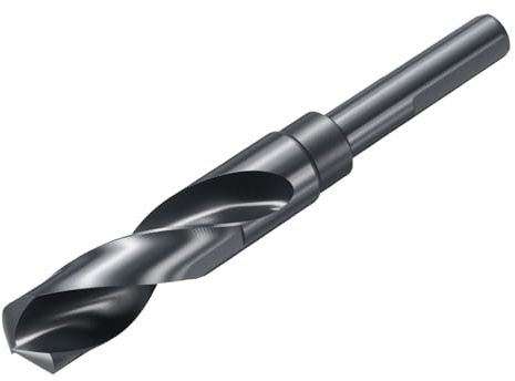 sourcing map Broca de 20 mm de 1/2 pulgada reducida de 3 vástagos planos M2 de acero de alta velocidad nitruración negro 135° brocas para metal duro acero inoxidable, 1 unidad
