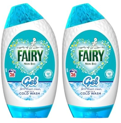 Fairy NON BIO WASHING GEL – 2 x 840ml (26 Washes Each) | Gentle Laundry Detergent for Sensitive Skin | Brilliant Cold Wash Results