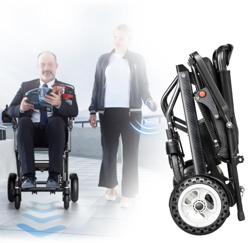 DGHKB Ultraleichter Elektrorollstuhl,Angetriebener,Leichter,Zusammenklappbarer Elektrorollstuhl,Gehhilfe,DREI Steuermodi, Geeignet Für Reisen Und Den Täglichen Gebrauch Black 10AH