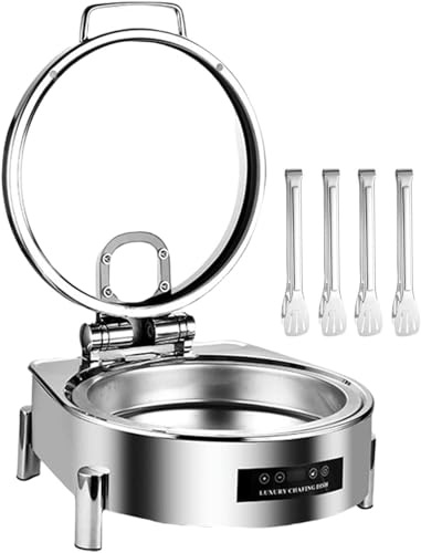 FBHappiness 6L Electric Chafing Dish Warmer, Stainless Steel Buffet Heater with Temperature Control Panel 30-90°C, Commercial Kitchenware for Home Use, Family Dinner,round（round）