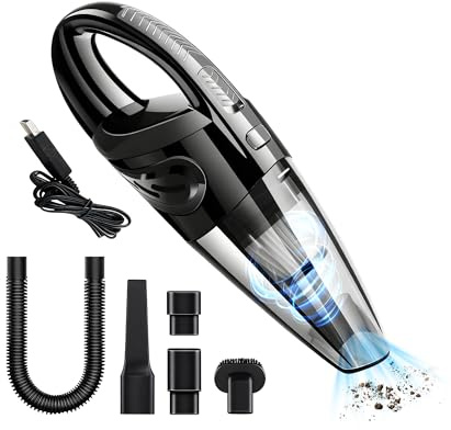 Handheld Vacuum Cordless, Powerful Suction Wet & Dry Car Vacuum with 20Mins Runtime, Portable Rechargeable Mini Hoover with HEPA Filter, Nozzle & Brush for Home Car Pet Hair Cleaning