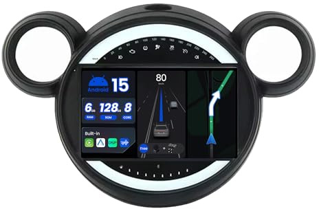 BXLIYER - [6G+128G, Octa-Core] - Android 15 Autoradio Per BMW Mini Cooper R56 R60 2007-2014 Radio GPS Navigation - CarPlay Android Auto - Camera & MIC - DAB Volante 360-CAM WiFi - IPS 9 Pollice 2 Din