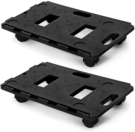 Flatro 100Kg (Pack of 2) Interlocking Plastic Dolly Trolley with 360° Rotating Wheels | Heavy Duty Furniture & Appliance Moving Platform | 100kg Load Capacity | Smooth Easy Glide Transport Cart