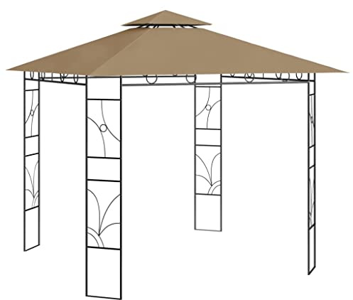 HETFTJN Gartenpavillon 3x3x2,7 m Taupe 160 g/m² mit Stahlrahmen und Robustes Material für Outdoor-Nutzung, Faltbarer Grillpavillon und Event-Shelter für Garten Camping und Feiern