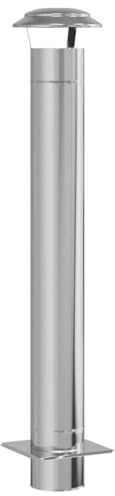 vidaXL Chimney Extension Silver 25 x 25 x 132 cm Stainless steel, Garden and Terrace, Modern Cylindrical Chimney Extension, Light Weight, Water-Resistant Fireplace Accessory for Outdoor Heating